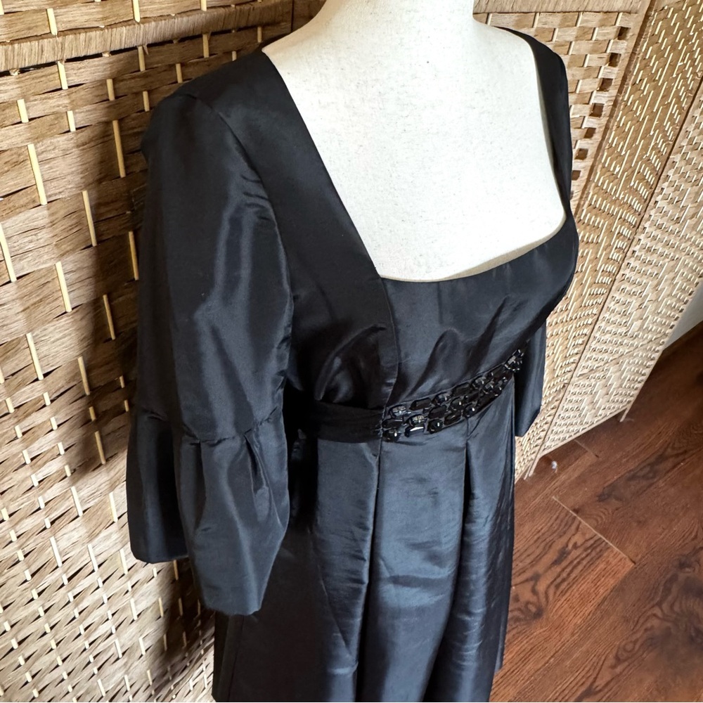 Donna Morgan black silk taffeta bell sleeve dress 14 - Picture 3 of 14